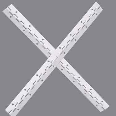 Imagem de Pacote com 2 dobradiças de piano brancas 304 de aço inoxidável, dobradiças contínuas de 0,05 polegadas de espessura, largura aberta de 5 cm, ideal para portas de armário modernas, vitrines e ferragens