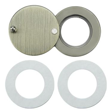 Imagem de Capa de olho mágico de 3 peças, capa de visualizador de porta com fita autoadesiva dupla face, capa de proteção de privacidade de segurança doméstica (bronze antigo + 2 adesivos de dupla face - 1