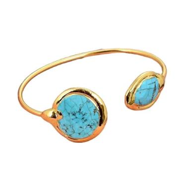 Imagem de Pulseira de festa feminina banhada a ouro com pedras azuis