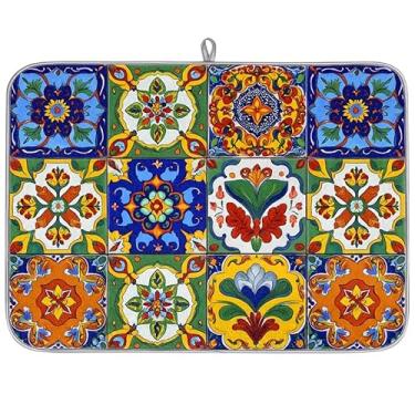 Imagem de Tapetes de secagem de pratos para cozinha - Tapete de secador de pratos super absorvente para bancadas Almofada de escorredor de pratos de microfibra Escorredor Esconder Escorredor de manchas Esteira