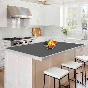 Imagem de Tapete de silicone grande de 120 cm x 80 cm para balcão de cozinha, protetor de bancada antiderrapante resistente ao calor de 1,5 mm, tapete de silicone impermeável para ilha de cozinha, cinza escuro