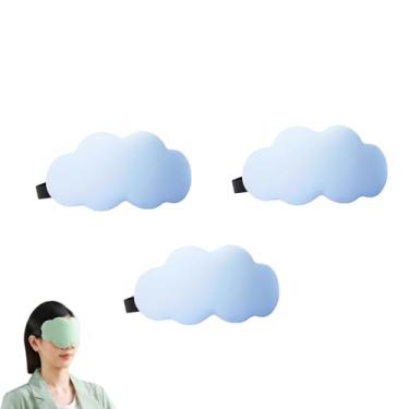 Imagem de PLAYTHROUGH Máscara de dormir Ice Silk 3 peças, máscara blackout com alça elástica ajustável para viagens Siesta, pressão zero (azul)