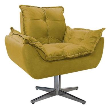 Imagem de Poltrona Opala Base Giratória de Metal Suede Amarelo - Doce Sonho Móve