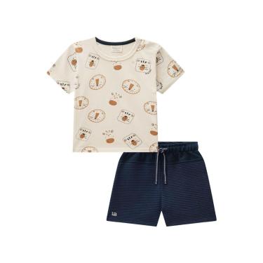 Imagem de Conjunto Infantil Camiseta Ursinho e Bermuda Azul Luc.boo-Masculino