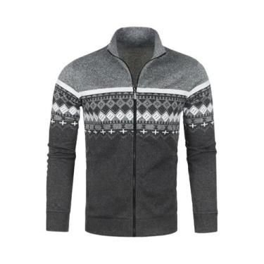 Imagem de Jaqueta De Moletom Masculina Com Zíper, Estampada, Quente E Solta Para