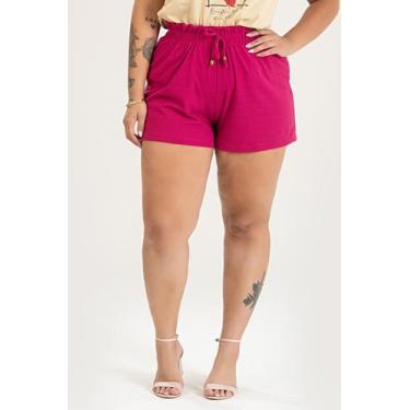 Imagem de Shorts Feminino Plus Size Malha Canelada - Serena, Pink, G8