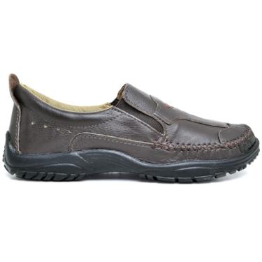Imagem de Mocassim Masculino em Couro Marrom, Slip-on Casual, Sola Antiderrapante (BR, Adulto, Numérico, 39)