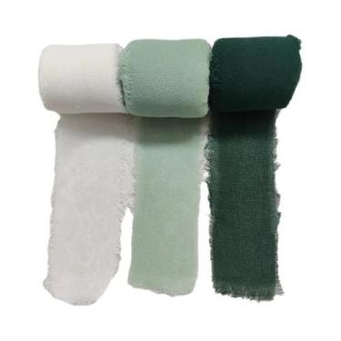 Imagem de Fita De Chiffon Azul Acinzentado 3 Rolos Para Convites De Casamento DI