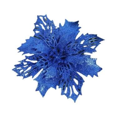 Imagem de Flores Artificiais De Natal Com Glitter 11/16cm 5 Peças Decoração Para