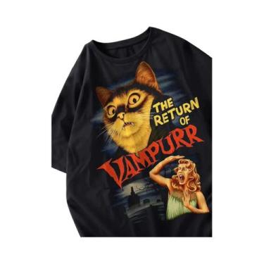 Imagem de Camisetas Femininas Oversized Com Estampa De Cachorro, Gola Redonda, M