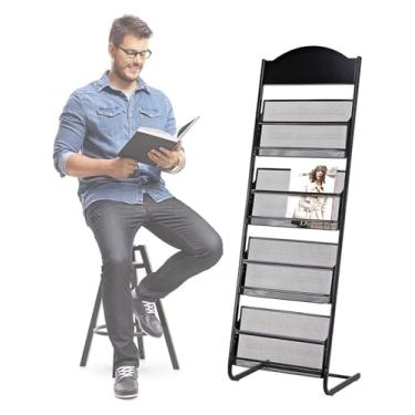 Imagem de Suporte de exibição de brochura para área de recepção, porta-revistas em pé, organizadores de literatura para escritório, sala de espera de hotel - Suporte de exibição de folheto