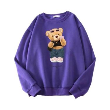 Imagem de Moletom Oversize De Lã Com Capuz De Urso Teddy Para Mulheres, Blusão D