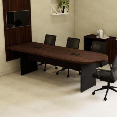 Imagem de Mesa de Reunião 260cm x 90cm para 7 Pessoas c/ 2 Caixas de Tomadas Can