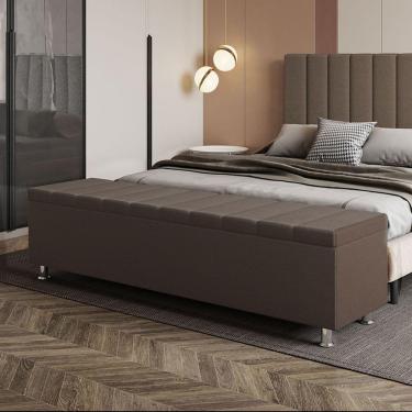 Imagem de Calçadeira Baú Recamier Estofado King 195 Cm ônix Corino Marrom