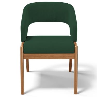 Imagem de Cadeira De Jantar E Estar Living Estofada Lince L02 Suede Verde Musgo