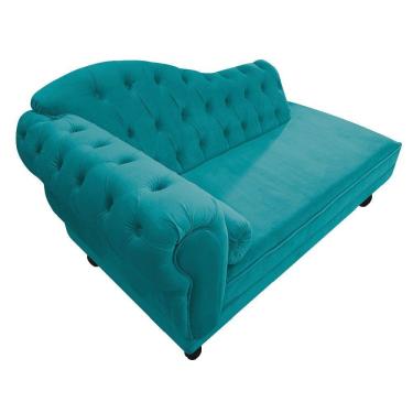 Imagem de Recamier Diana 185cm Lado Direito Suede Azul Turquesa