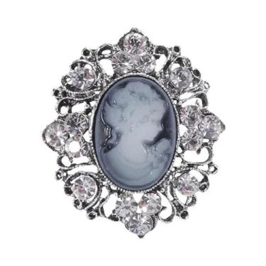 Imagem de Broche De Cabeça Feminino Com Strass E Personagem, Alfinete De Lapela 