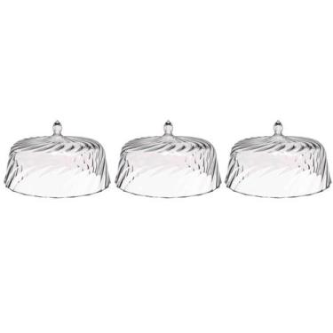 Imagem de Kit 3 Cúpulas de Plástico 25cm Transparente para Bolos Tortas Doces Pr