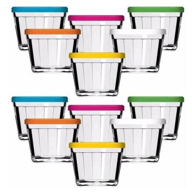 Imagem de Kit 12 Potes Americanos Tigelas Pequenas de Vidro 150ml Marinex com Ta