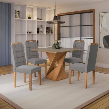 Imagem de Conjunto Sala De Jantar Luna Kappesberg 4 Cadeiras Veludo Titanio
