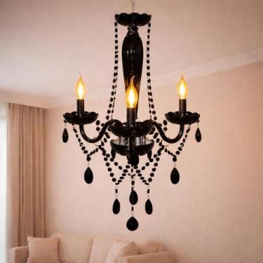 Imagem de Lustre Luminaria led Baronesa 3xE14 Preto Brilho Cod: 785040073 Avant