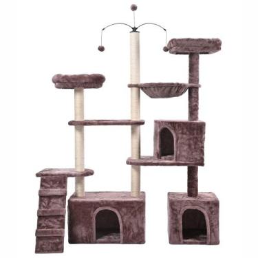 Imagem de Arranhador de gato grande, luxuoso, ajustável, multifuncional com casa