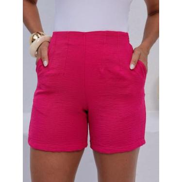 Imagem de Shorts Bermuda Feminina Alfaiataria Elastico na Cintura Elegante Basic