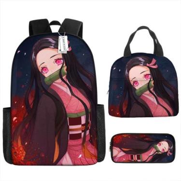 Imagem de Conjunto de mochilas Demons Slayers Anime, 3 peças para mochila escola