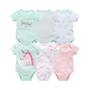 Imagem de Conjunto De 3 a 6 Peças De Macacões Rosa De Unicórnio Para Bebês Menin