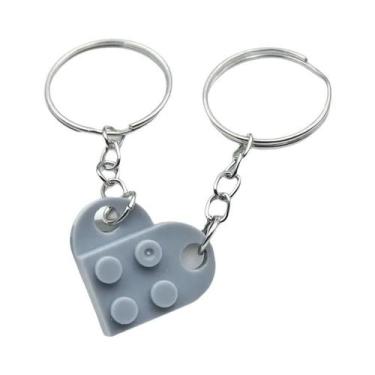 Imagem de Chaveiro De Coração Para Casais, Pequeno Pingente De Bloco De Montar, 