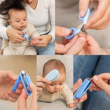 Imagem de Kit 06 Peças Higiene Pente Cuidados Bebê Cortador Alicate Lixa Limpeza