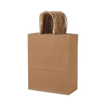 Imagem de Sacolas De Papel Kraft Com Alças 10un. Embalagem Para Presentes De Rou