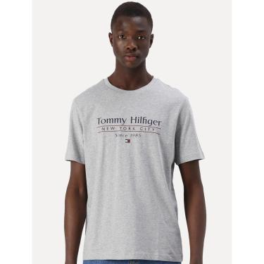 Imagem de Camiseta Tommy Hilfiger Masculina Center Stack Cinza Mescla-Masculino