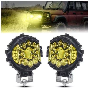 Imagem de Farol de Milha LED Off Road Âmbar com 5100 Lúmens e Luz Branca IP68 12V 24V, 80W, 2Un, Aaiwa