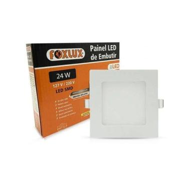 Imagem de Painel Led Foxlux Quadrado Embutir 24w 3000k Bivolt Branco