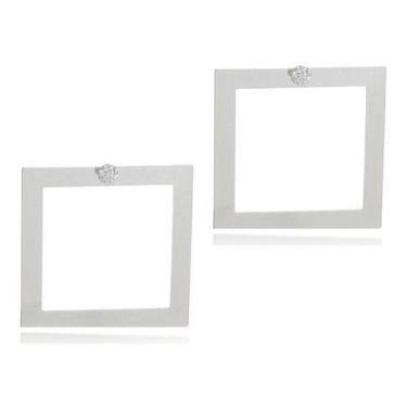 Imagem de Brinco Quadrado Rodio Negro Grafit Karola Novela Segundo Sol, Prateado