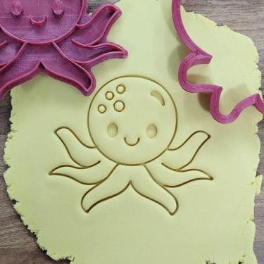 Imagem de Cortador Polvo Cute Tentaculos Abertos Sorrindo - DOCEIMPRESSO,  12cm