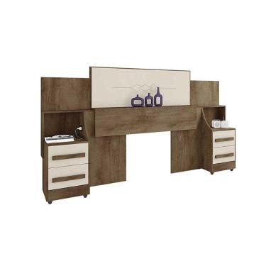 Imagem de Cabeceira de Casal Síria Freijó com Off White - RV Móveis