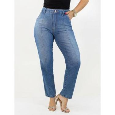 Imagem de Calça Feminina Mom Jeans Friso Frontal Cintura Alta Anticorpus-Feminino