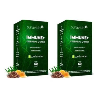 Imagem de 2x Immune Essential Guard Puravida, Zinco Vit. C Própolis 60cps Sem Sa