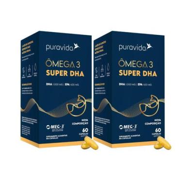 Imagem de Kit 2x Ômega 3 Super Dha 1000mg Puravida 60 Cápsulas