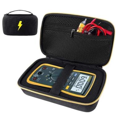 Imagem de Comecase Capa compatível com multímetro digital Fluke 17B+/15B+/17B/ 15B/177/179/113/114/115/116/117/87V/88V, bolsa protetora de armazenamento de viagem com espuma destacável DIY e alça elástica