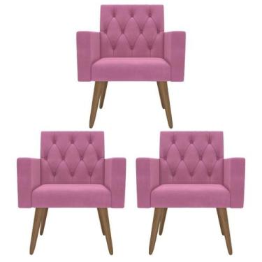 Imagem de Kit 3 Poltronas Capitonê Confortáveis Loja Recepção Sala - Móveis Mafe