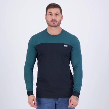 Imagem de Camiseta Fila Ziper Outdoor Preta e Verde  Manga Longa-Masculino