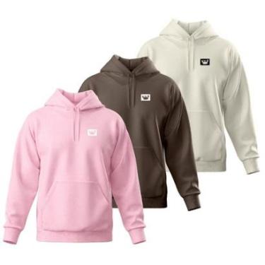 Imagem de Kit 3 Blusa de Moletom Canguru com Capuz Confortável Estilo Casual Siri-Masculino