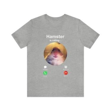 Imagem de Camiseta Engraçada Com Meme De Hamster: Design De Hamster Chamando Com