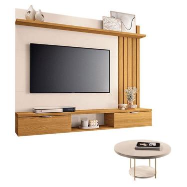 Imagem de Painel Suspenso Lets Cinamomo Off White com Mesa de Centro Sky Off White - HB Móveis