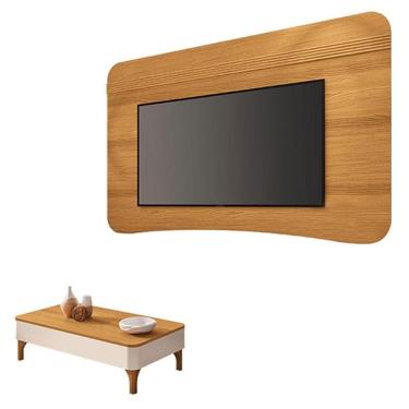 Imagem de Painel Suspenso Armony Cinamomo com Mesa de Centro Liz Off White Cinamomo - HB Móveis