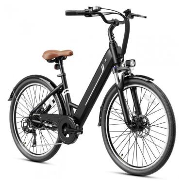 Imagem de Bicicleta Elétrica Jasion YC1 ST Preta 1200W Motor Brushless Bateria Interna Removível 360Wh Pneus 66cm 7 Marchas Suspensão Dianteira 110V