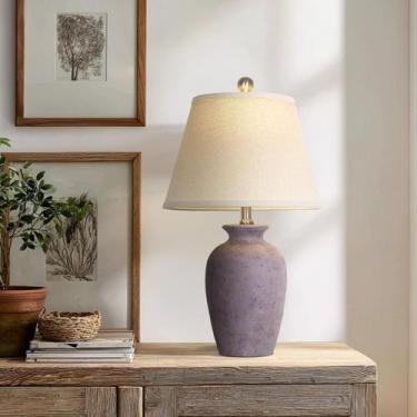Imagem de Candeeiro de mesa Cinkeda 22" Rustic Purple Ceramic Pot